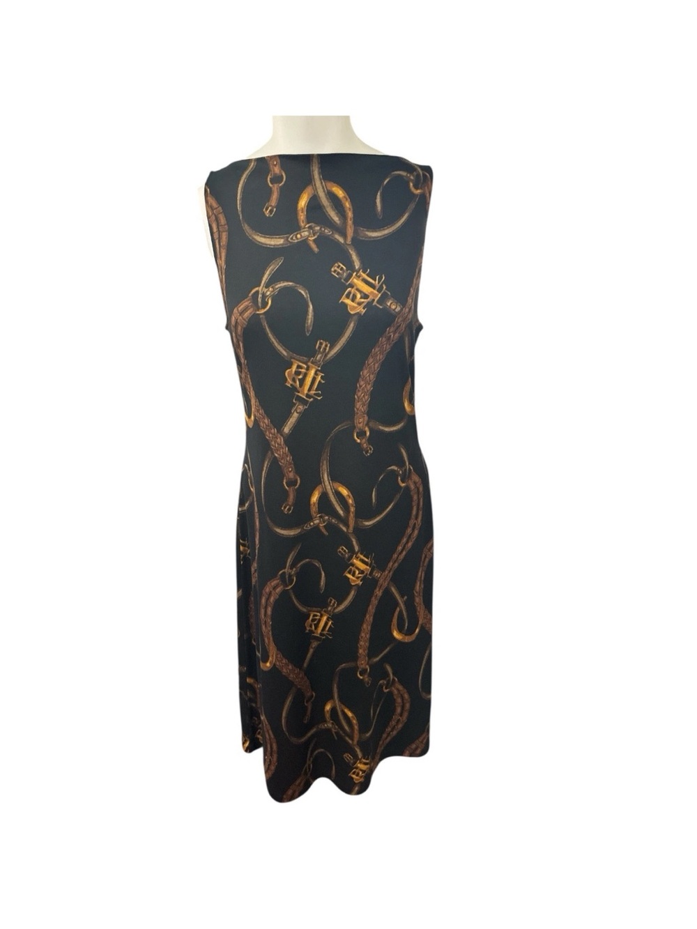 Lauren Ralph Lauren Women's Silk Wool Blend Dress Equestrian Horse-bit Small